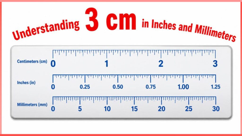  3 cm in Inches and Millimeters